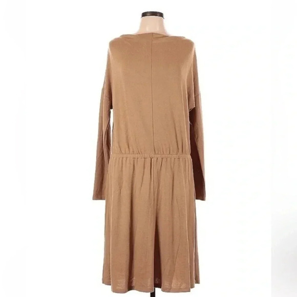 Banana Republic | Caramel Luxespun Cowl Neck Fit & Flare Dress Size L Large - Picture 3 of 5